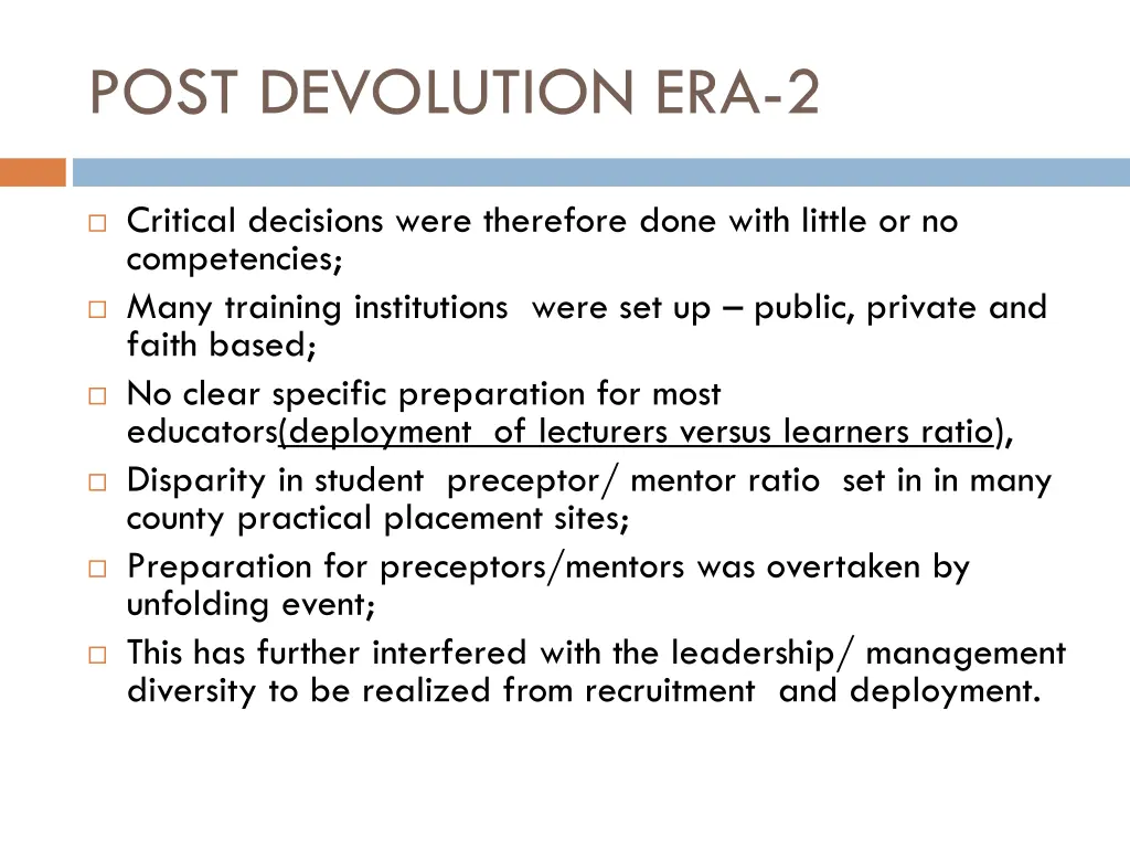 post devolution era 2