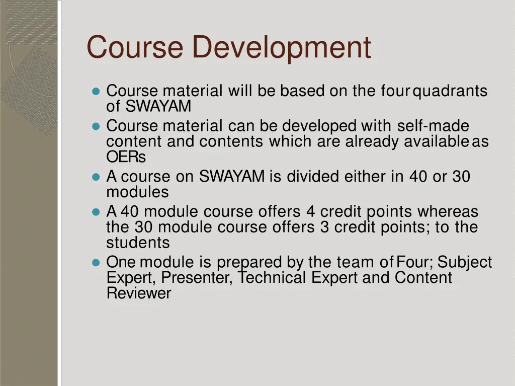 course development