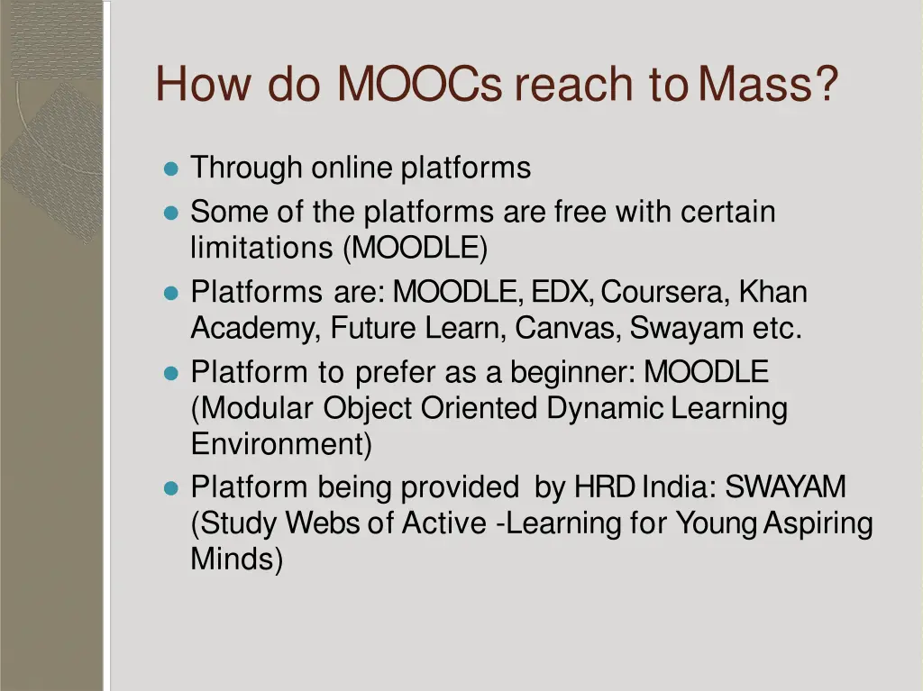 how do moocs reach tomass