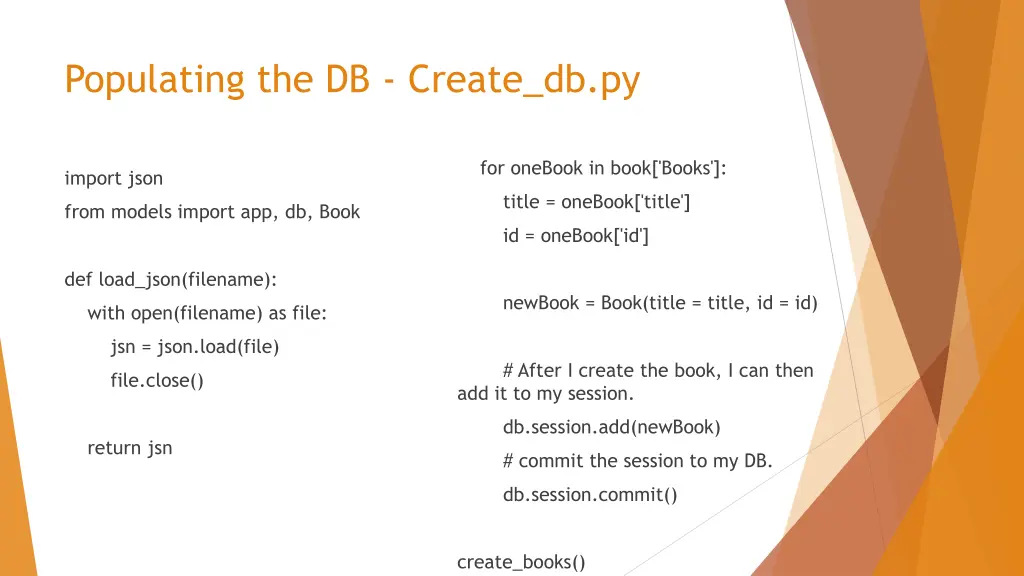 populating the db create db py