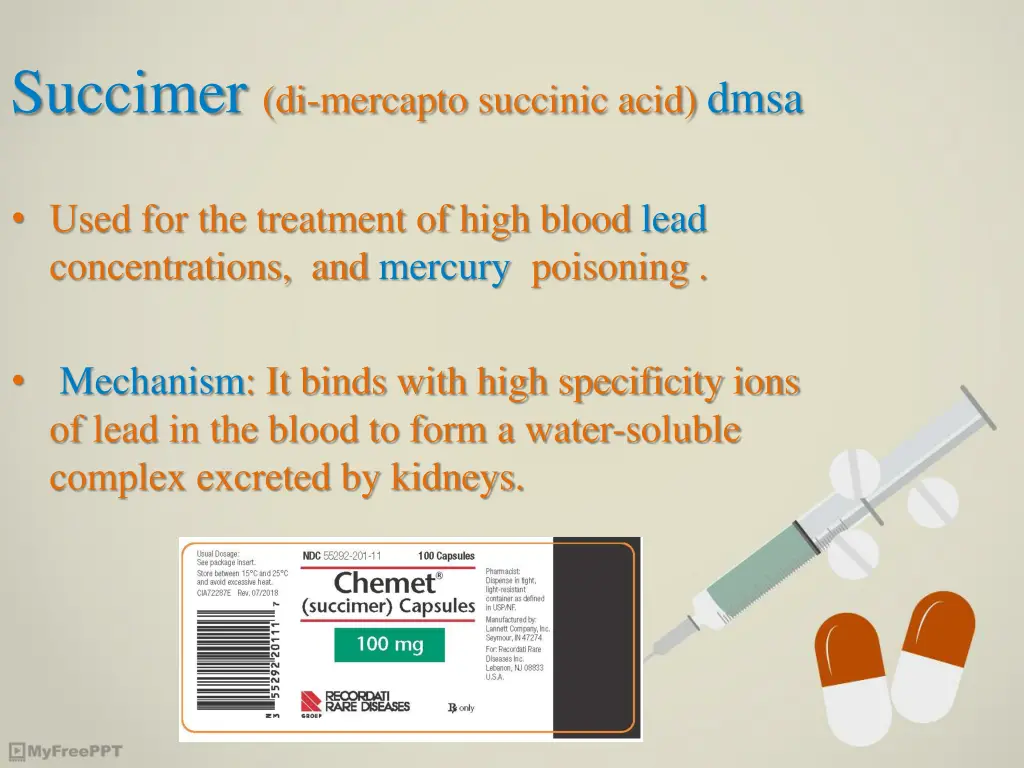 succimer di mercapto succinic acid dmsa