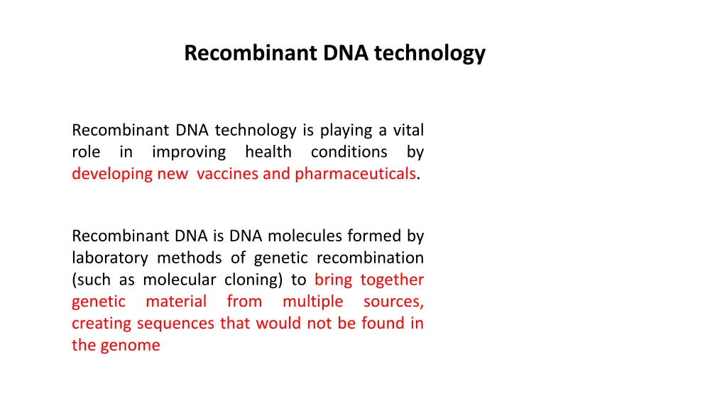 recombinant dna technology