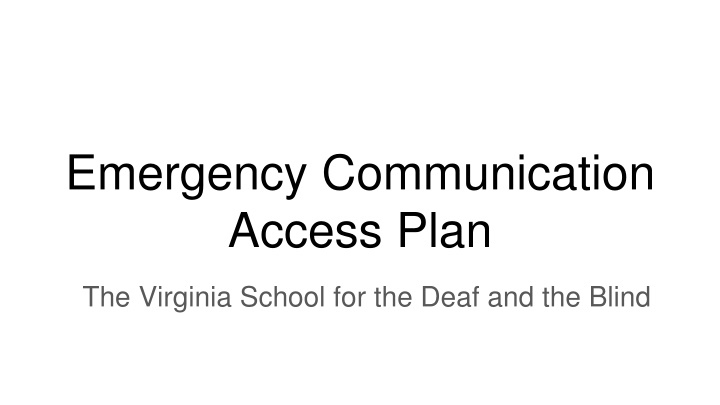 emergency communication access plan