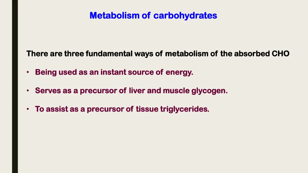 metabolism of carbohydrates metabolism