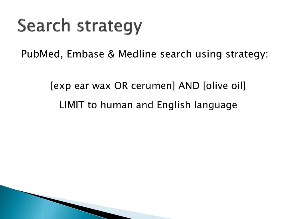 pubmed embase medline search using strategy