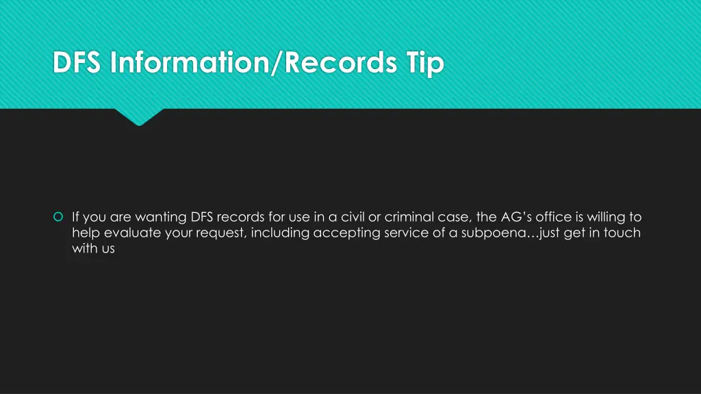 dfs information records tip