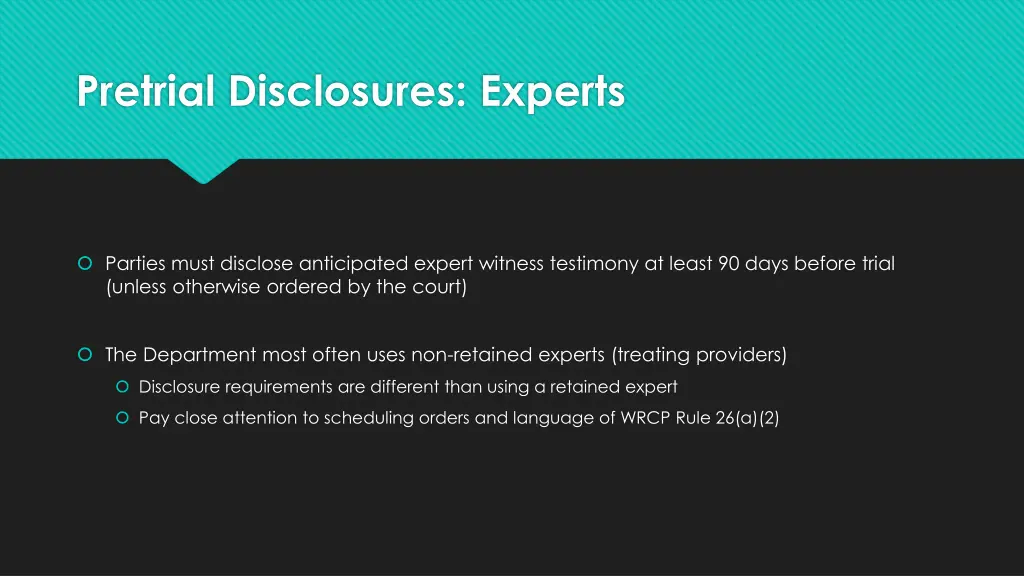 pretrial disclosures experts