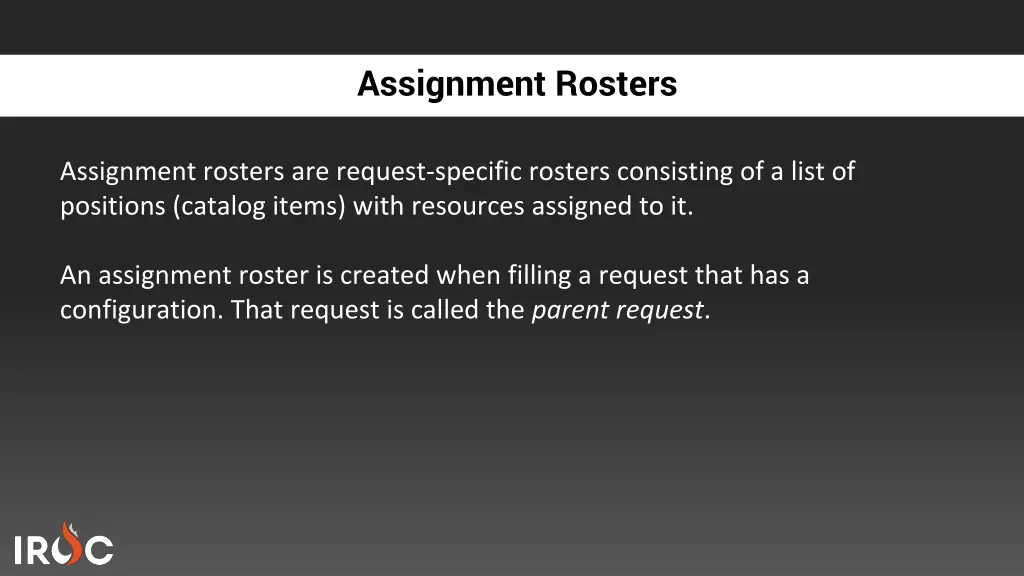 assignment rosters 1