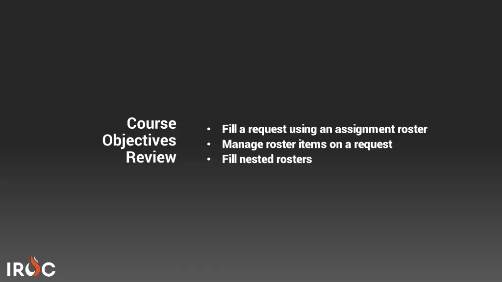 course objectives review