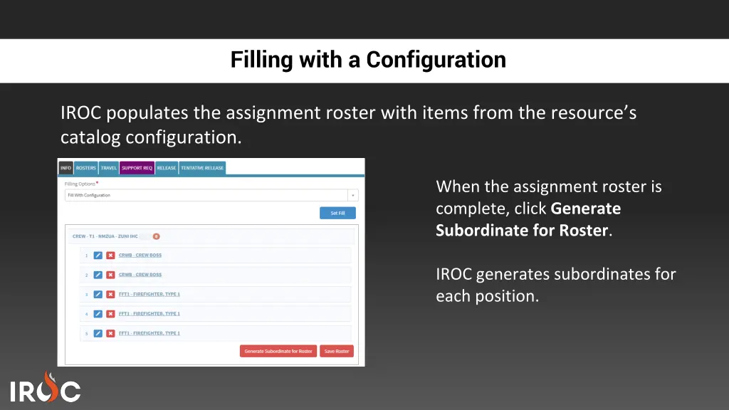 filling with a configuration