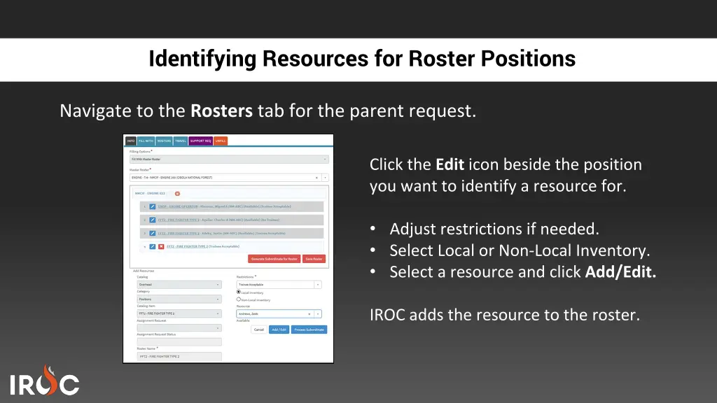 identifying resources for roster positions