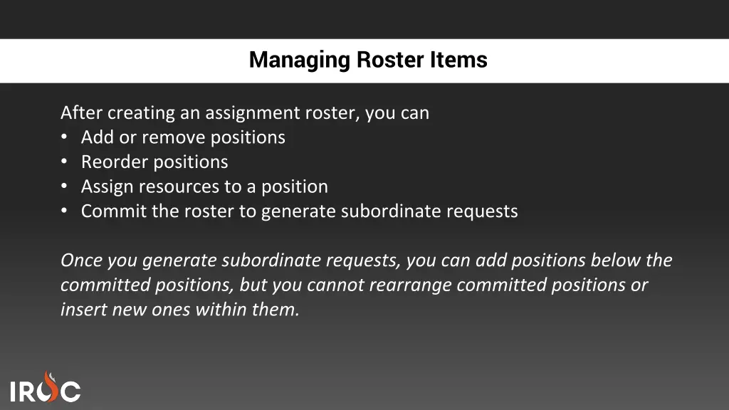 managing roster items