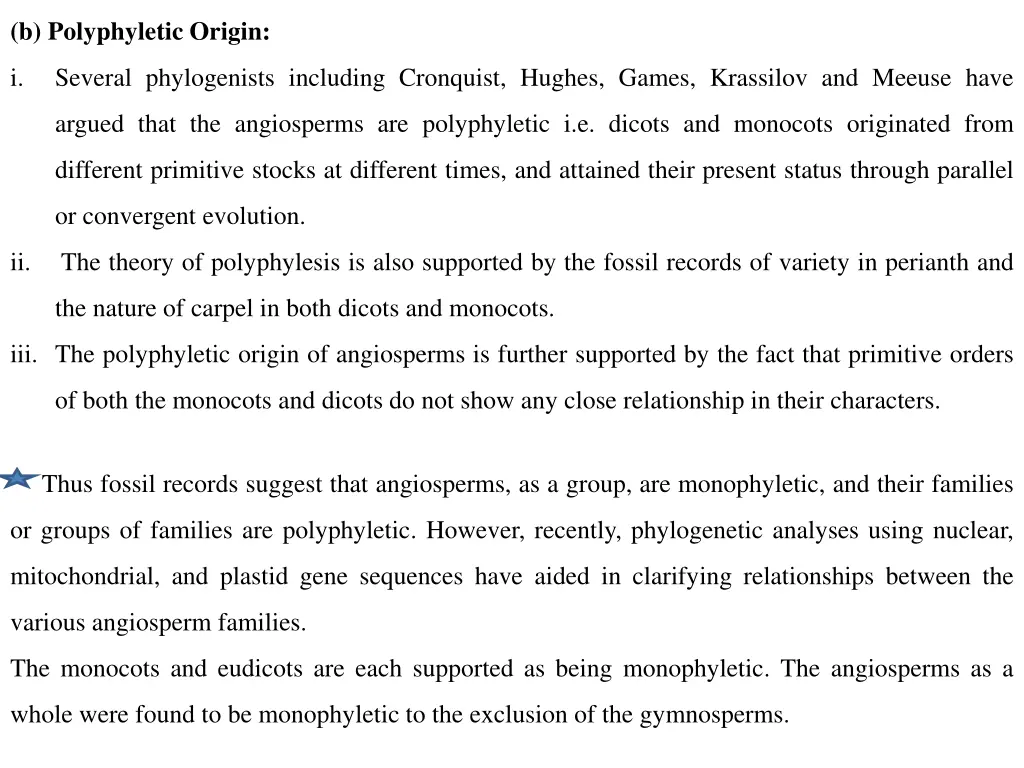 b polyphyletic origin