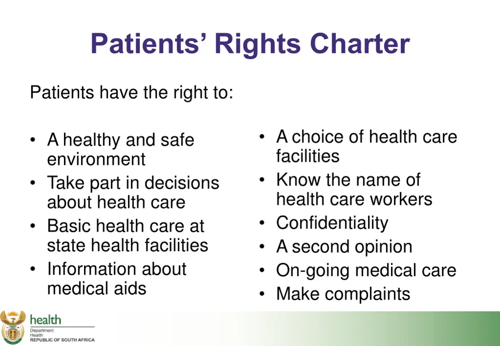 patients rights charter