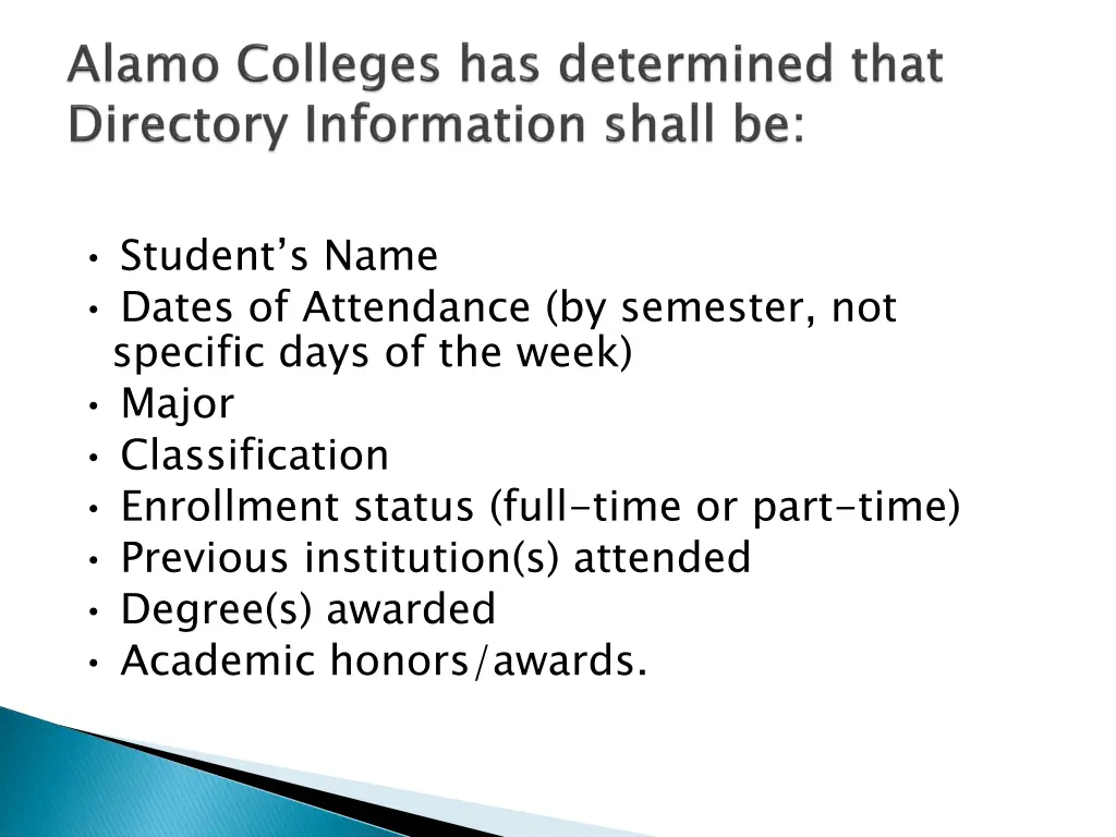 student s name dates of attendance by semester