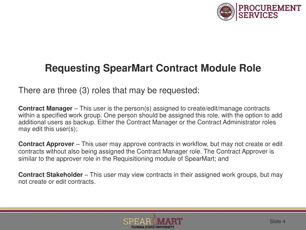 requesting spearmart contract module role