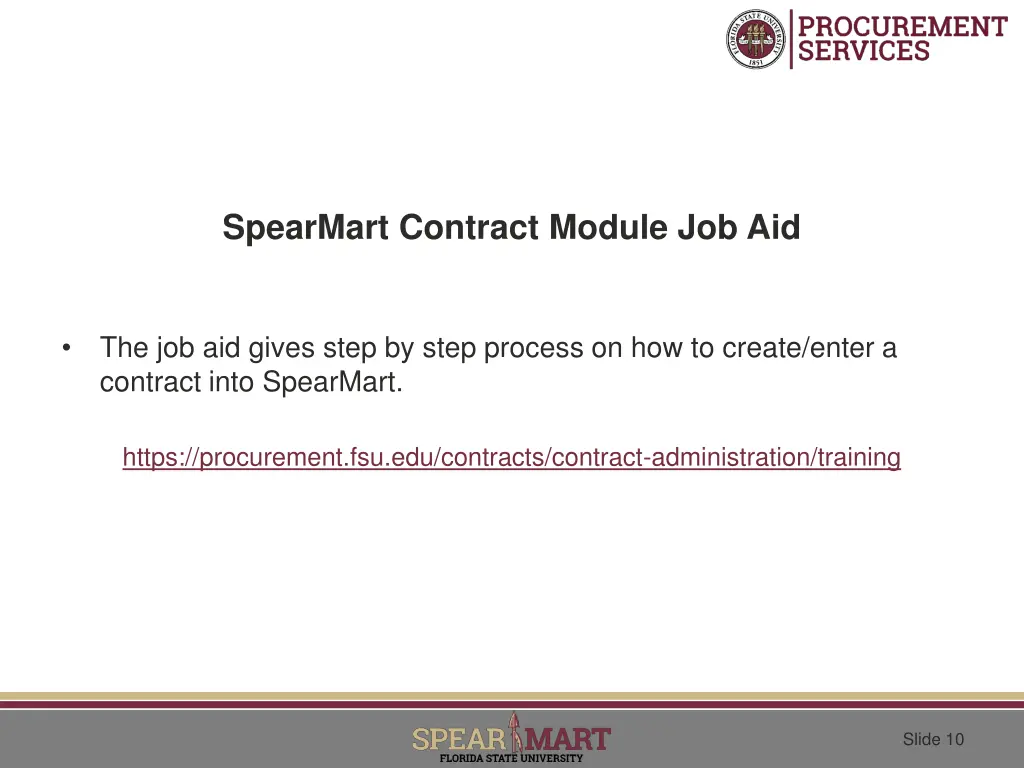 spearmart contract module job aid