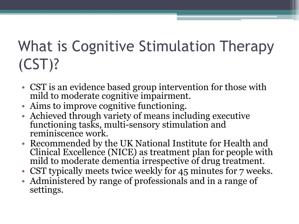 what is cognitive stimulation therapy cst