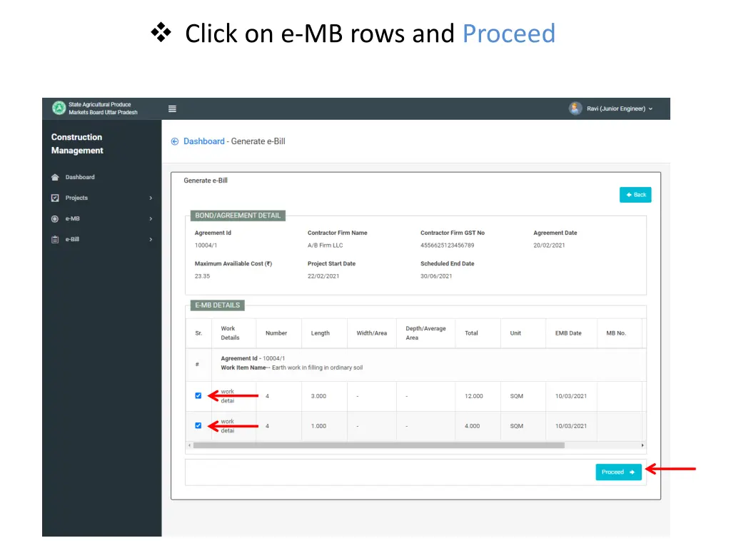 click on e mb rows and proceed