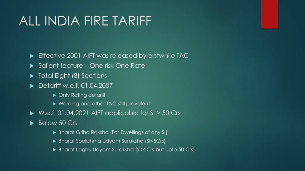 all india fire tariff