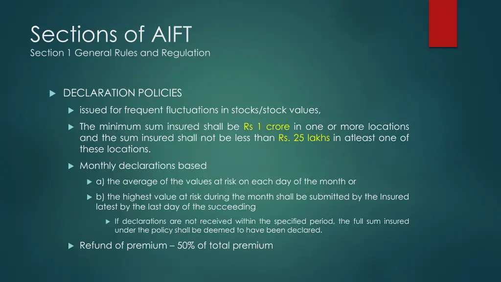 sections of aift section 1 general rules 8