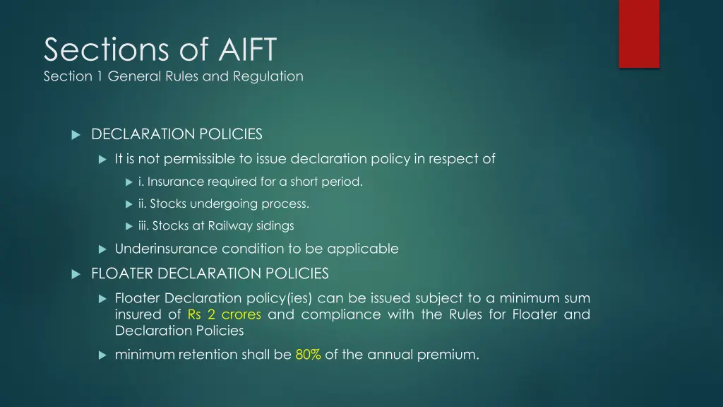 sections of aift section 1 general rules 9