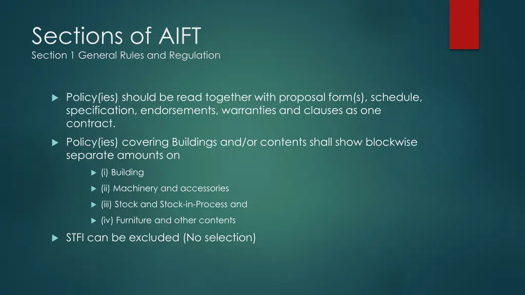 sections of aift section 1 general rules