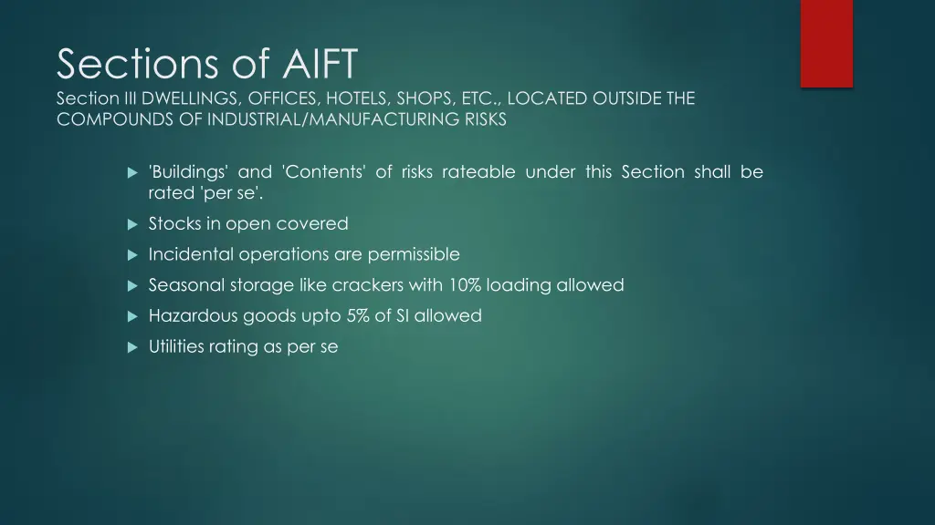 sections of aift section iii dwellings offices