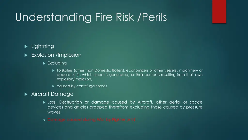 understanding fire risk perils