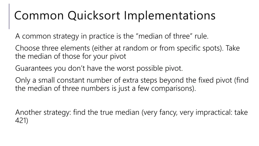 common quicksort implementations