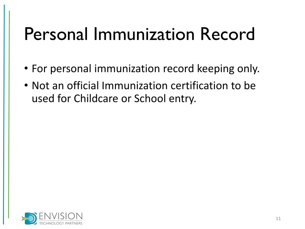 personal immunization record