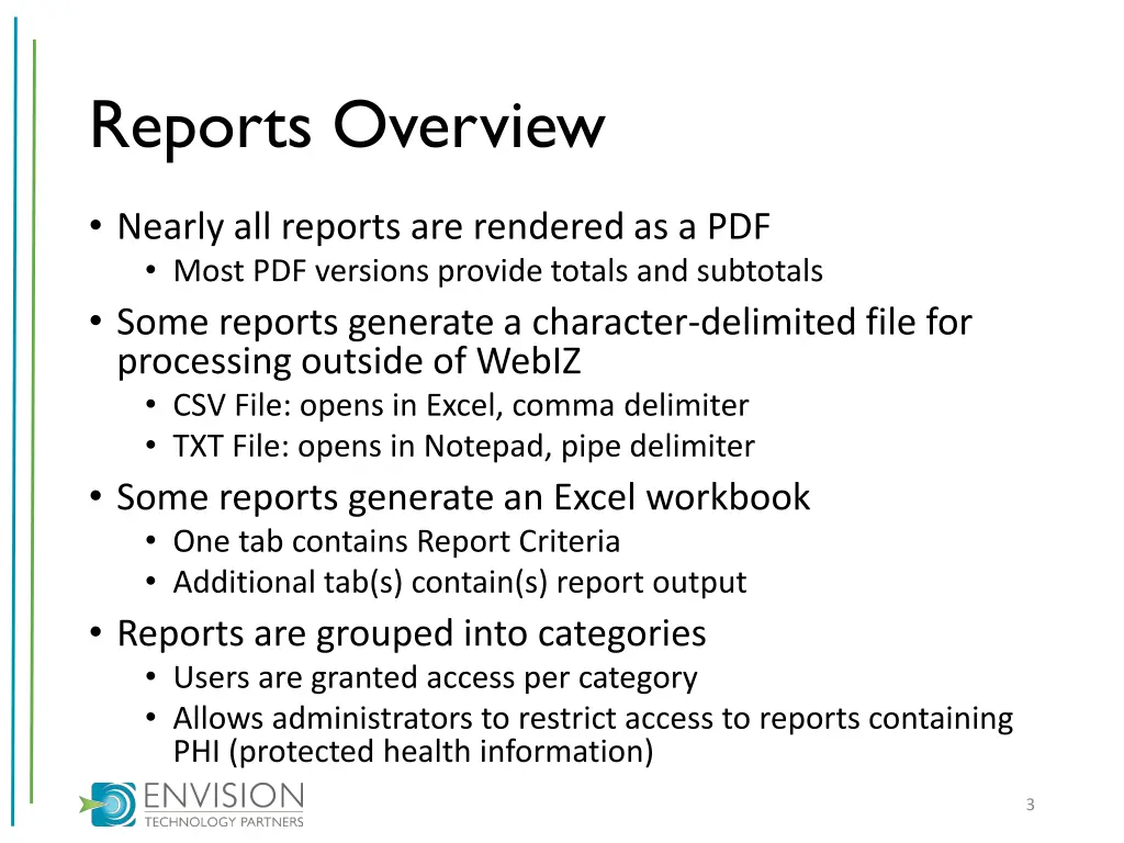 reports overview