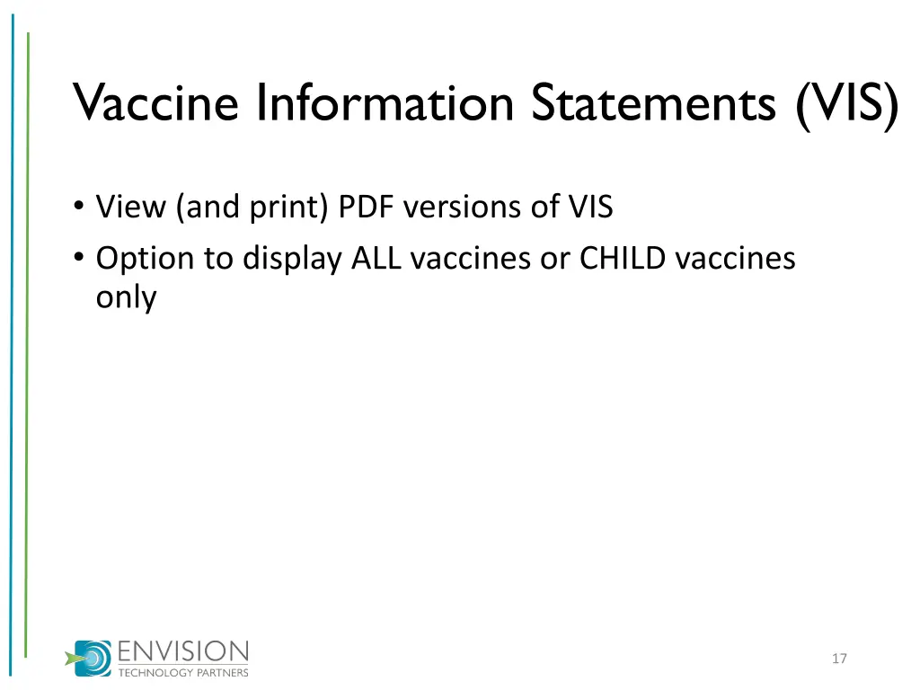 vaccine information statements vis