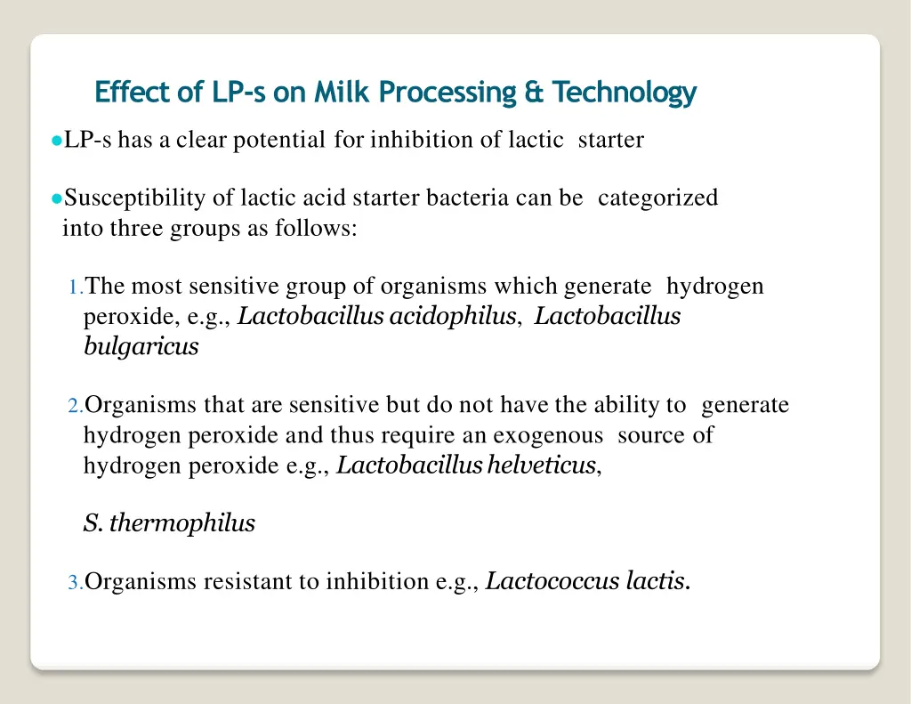 effect of lp s on milk processing technology 1