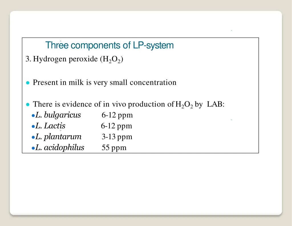 three components of lp system 3 hydrogen peroxide