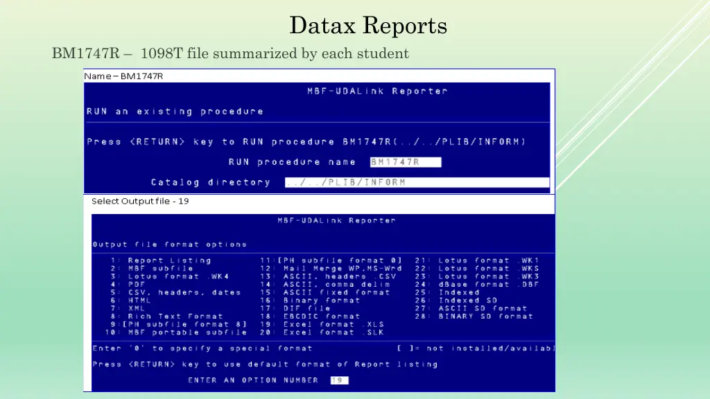 datax reports