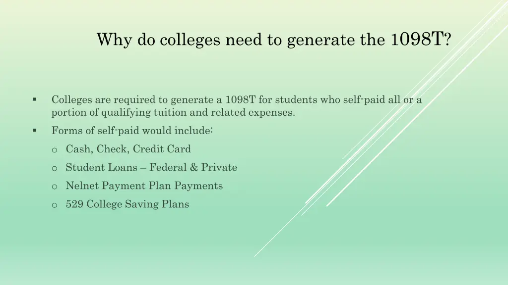 why do colleges need to generate the 1 098t