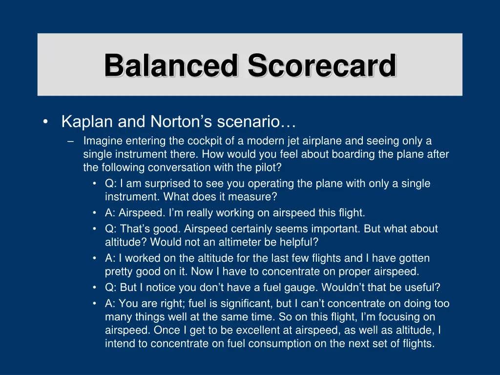 balanced scorecard