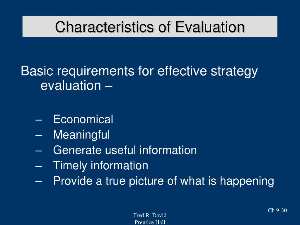 characteristics of evaluation