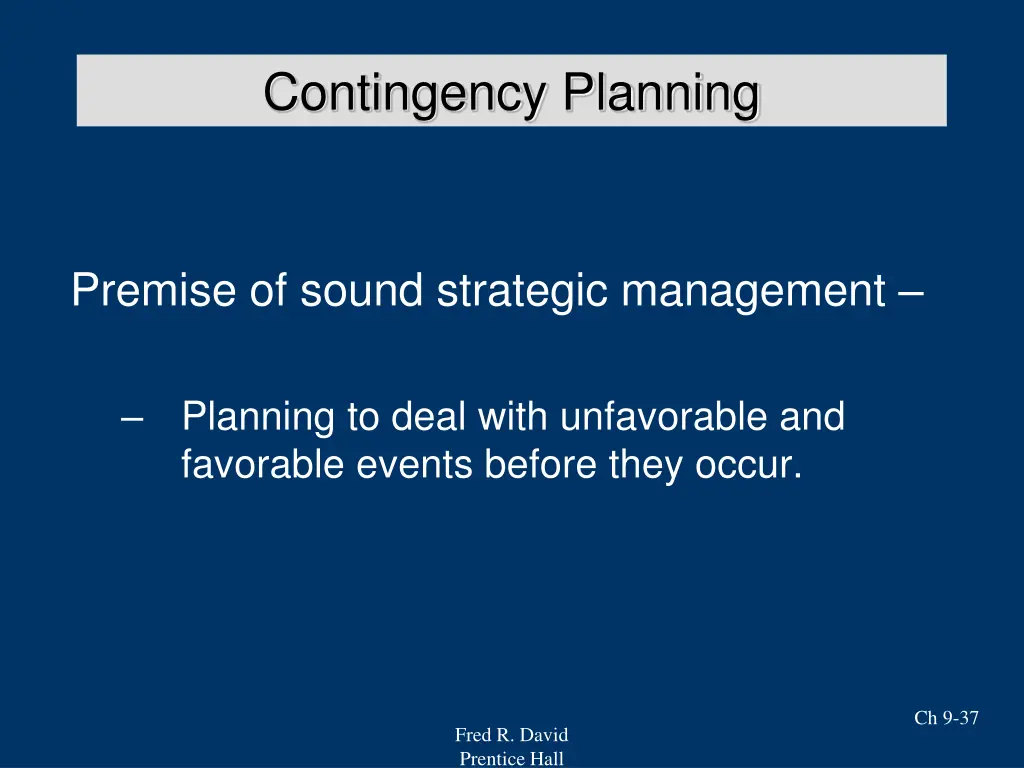 contingency planning