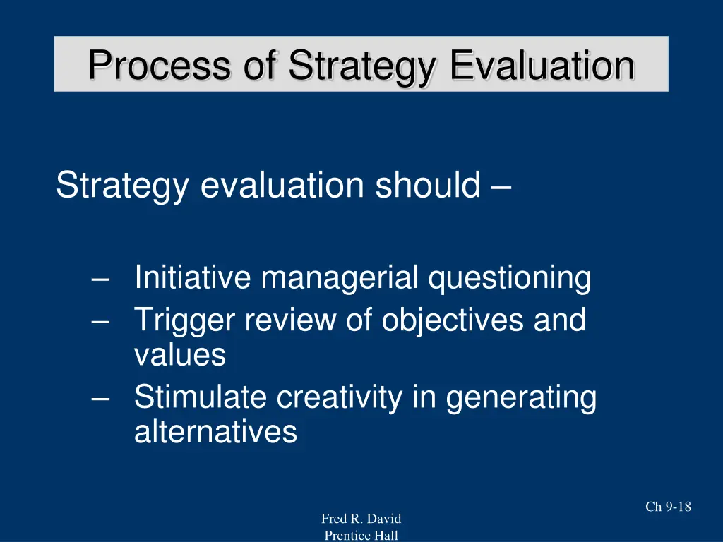 process of strategy evaluation