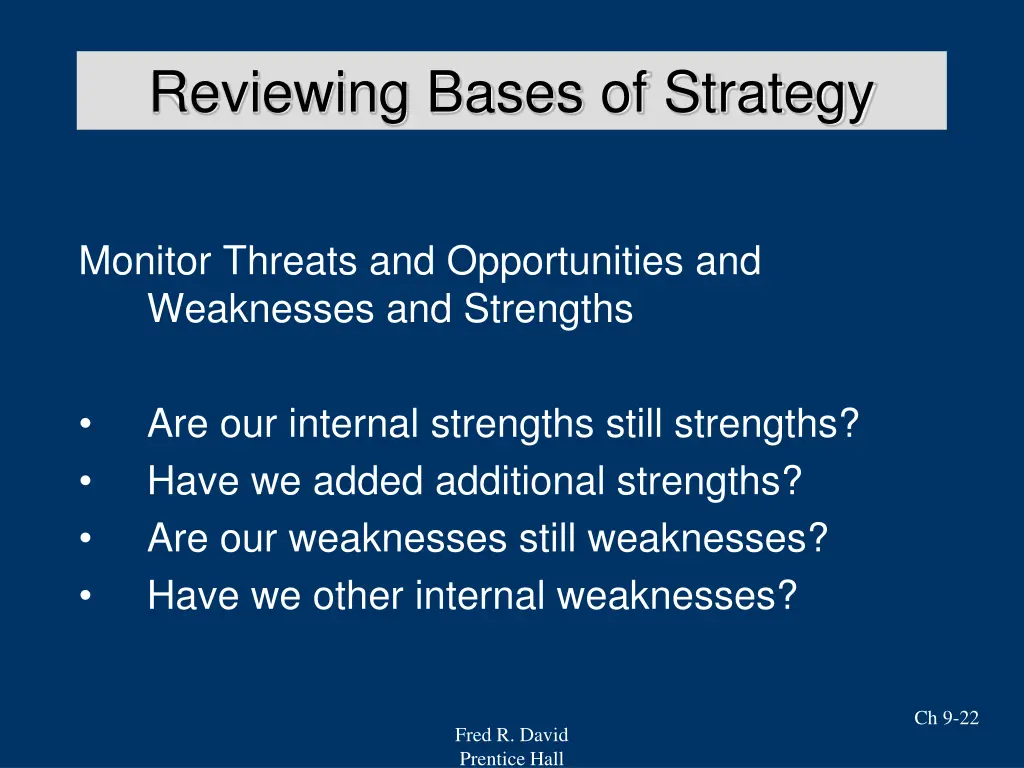 reviewing bases of strategy 3