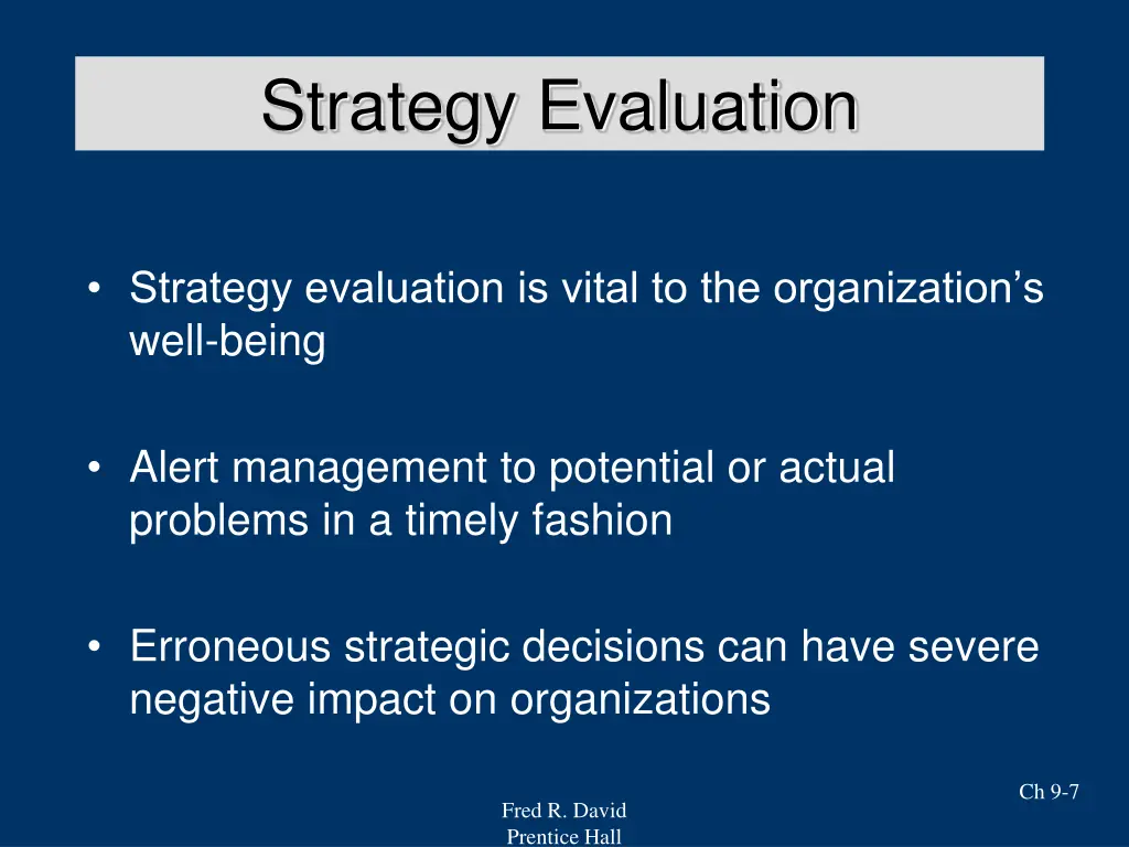 strategy evaluation