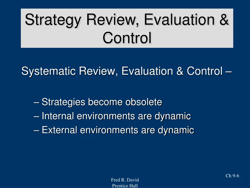 strategy review evaluation control