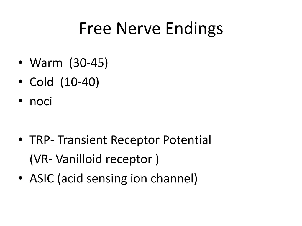 free nerve endings