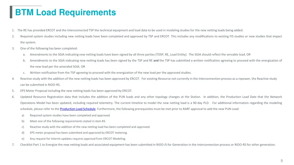 btm load requirements