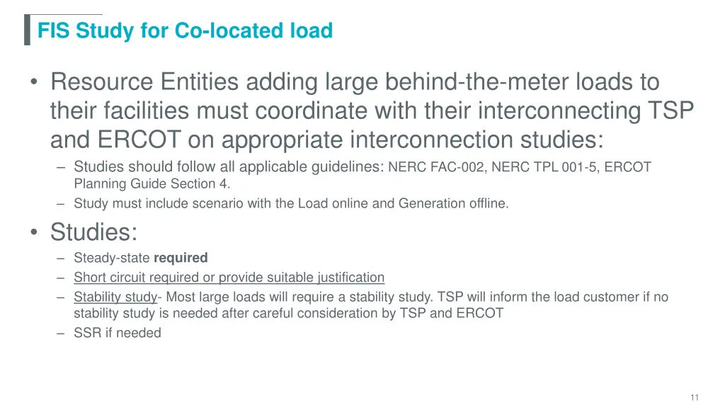 fis study for co located load