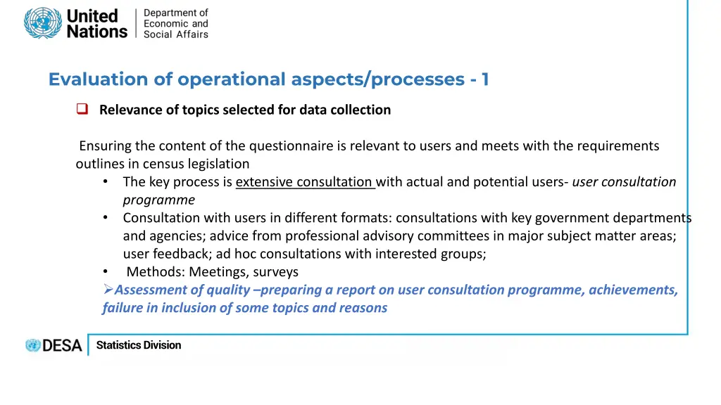 evaluation of operational aspects processes 1