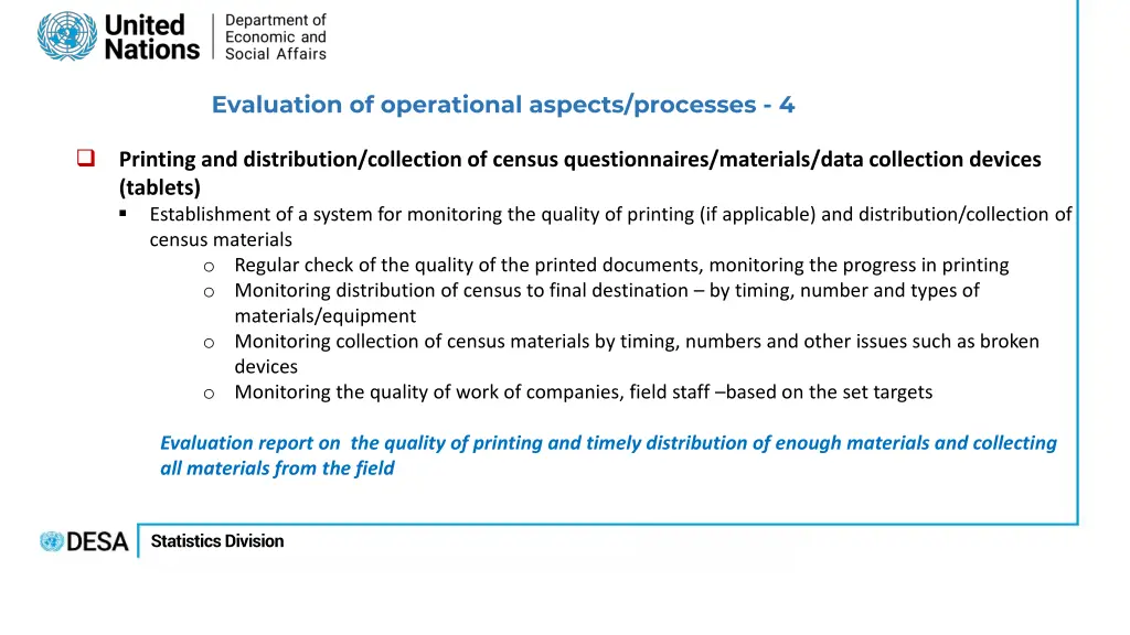 evaluation of operational aspects processes 4