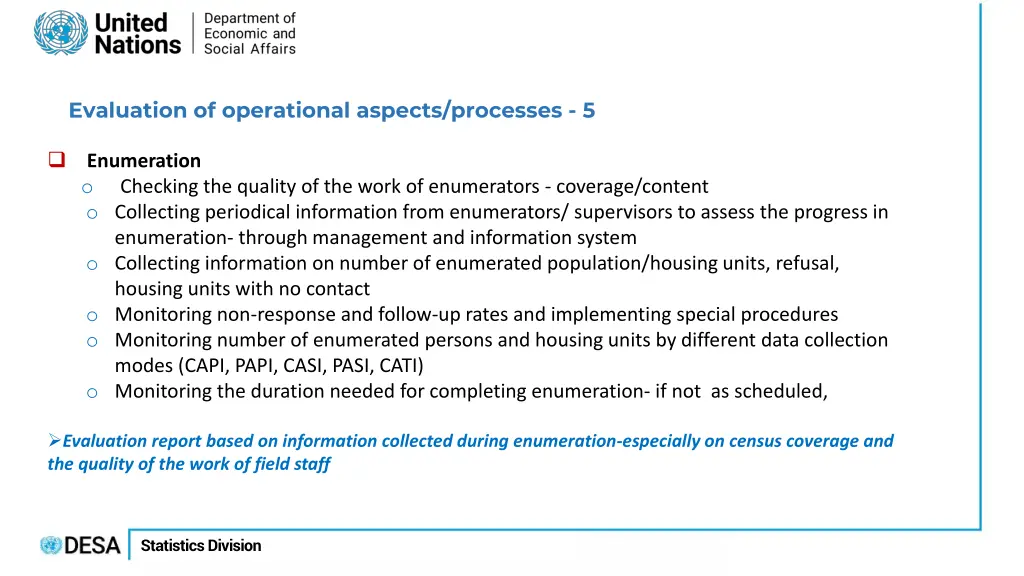 evaluation of operational aspects processes 5